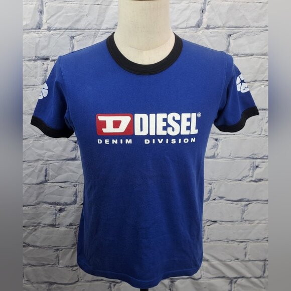 Diesel Men's Vintage Ringer T-Shirt Tee 90s Ultra Violent Streetwear Small XS